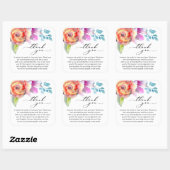 Boho Water色カラフルフローラありがとうメッセージ スクエアシール (シート)