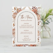 Boho Water Colorパンパ結婚スのメニューカード メニュー (スタンド正面)