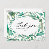 Boho Water Color緑と多肉植物ありがとう ポストカード (正面/裏面)