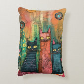 Boho Water Color Cats 自然 - Feline Art アクセントクッション (裏面(縦))