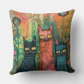 Boho Water Color Cats 自然 - Feline Art クッション (裏面)