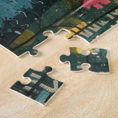 Boho Water Color Cats 自然 - Feline Art ジグソーパズル (側面)