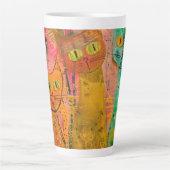 Boho Water Color Cats 自然 - Feline Art (2) カフェラテマグ (正面)