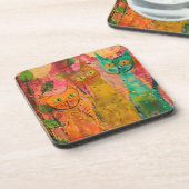 Boho Water Color Cats 自然 - Feline Art (2) コースター (左側)