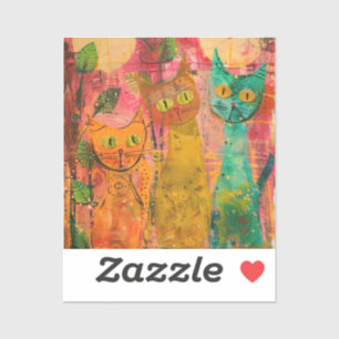 Boho Water Color Cats 自然 - Feline Art (2) シール