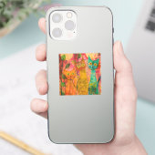Boho Water Color Cats 自然 - Feline Art (2) シール (スマートフォン)