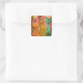 Boho Water Color Cats 自然 - Feline Art (2) スクエアシール (バッグ)