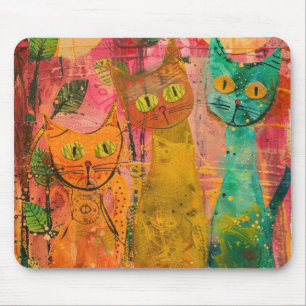 Boho Water Color Cats 自然 - Feline Art (2) マウスパッド