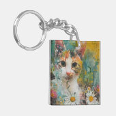 Boho Water Color Cats 自然 - Feline Art (3) キーホルダー (正面左)