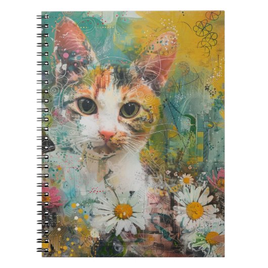 Boho Water Color Cats 自然 - Feline Art (3) ノートブック (正面)