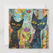 Boho Water Color Cats 自然 - Feline Art (4) (正面)