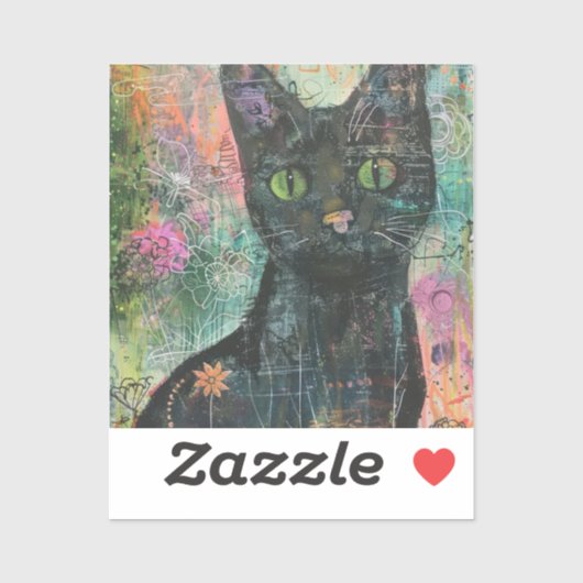 Boho Water Color Cats 自然 - Feline Art (5) シール (シート)