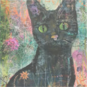 Boho Water Color Cats 自然 - Feline Art (5) シール (正面)
