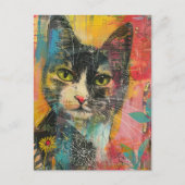 Boho Water Color Cats 自然 - Feline Art (6) インビテーションポストカード (正面)