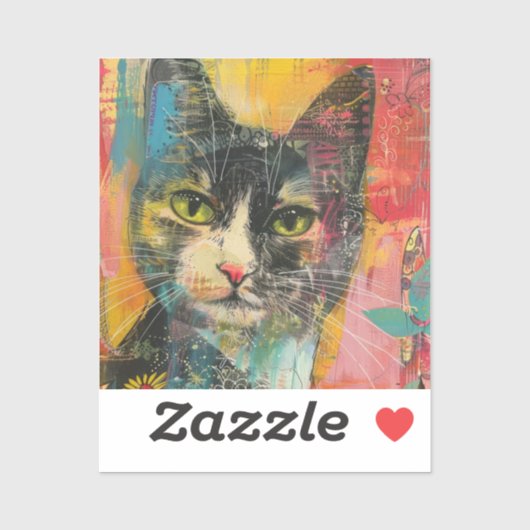 Boho Water Color Cats 自然 - Feline Art (6) シール (シート)