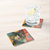 Boho Water Color Cats 自然 - Feline Art (6) スクエアペーパーコースター (インサイチュ)
