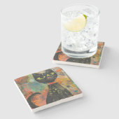 Boho Water Color Cats 自然 - Feline Art (7) ストーンコースター (横)