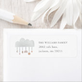 Boho Water Color Cloud Gender Baby Shower Address ラベル (インサイチュ)