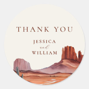 Boho Water Color Desert 結婚's Thank You ラウンドシール