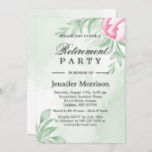 Boho Water Color Eucalyptus 葉 Retivementパーティー 招待状 (正面/裏面)