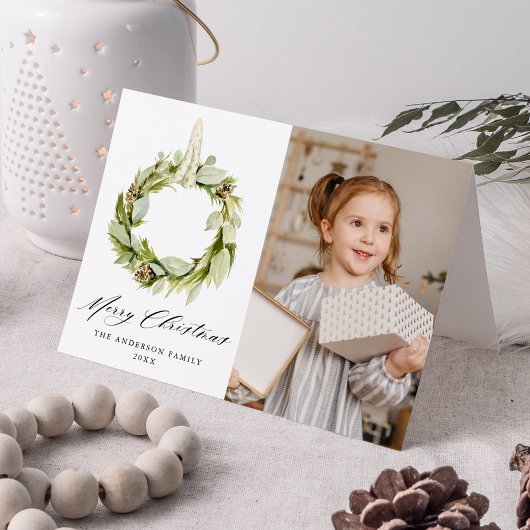 Boho Water color Greeneryリース2写真 シーズンカード