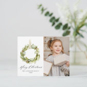 Boho Water color Greeneryリース2写真 シーズンポストカード (スタンド正面)