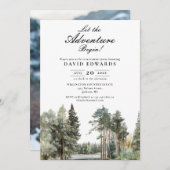 Boho Water color Lake Forest退職パーティー写真 招待状 (正面/裏面)