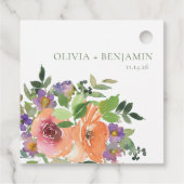 Boho Water Color Purple Orangeのフローラ結婚の名前 フェイバータグ (裏面)