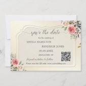 Boho Water color QRコード写真Save the Date Card セーブザデート (正面)