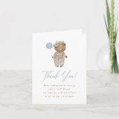 Boho Water Color Woodland Bear Gender Reveal サンキューカード (正面)
