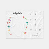 Boho Watercolorフラワーベビーマイルストーン フリースブランケット (正面(横))