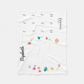 Boho Watercolorフラワーベビーマイルストーン フリースブランケット (正面)