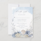 Boho Watercolor Beach Wedding Meal Choice 出欠カード (正面)
