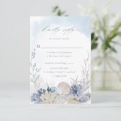 Boho Watercolor Beach Wedding Meal Choice 出欠カード (スタンド正面)
