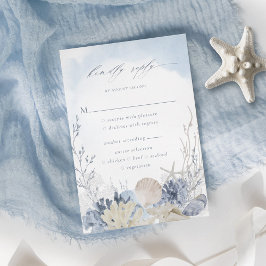 Boho Watercolor Beach Wedding Meal Choice 出欠カード