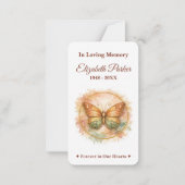 Boho Watercolor Butterfly Memorial Prayer Card ノートカード (正面)