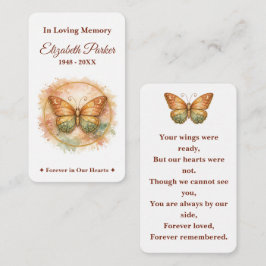Boho Watercolor Butterfly Memorial Prayer Card ノートカード