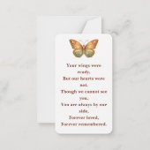 Boho Watercolor Butterfly Memorial Prayer Card ノートカード (裏面)