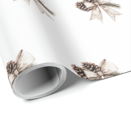 Boho Watercolor Christmas Ribbon Pattern ラッピングペーパー (ロールコーナー)