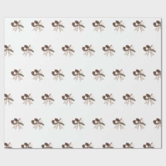 Boho Watercolor Christmas Ribbon Pattern ラッピングペーパー (フラット)