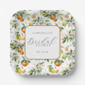 Boho Watercolor Citrus Pattern  Bridal Shower ペーパープレート (正面)