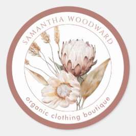 Boho Watercolor Clothing Boutique - Wildflowers ラウンドシール