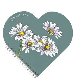 Boho Watercolor Daisy Heartshaped Christmas Gift ノートブック