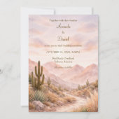 Boho Watercolor Desert Wedding Southwest Cactus 招待状 (正面)