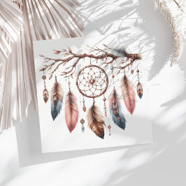 Boho Watercolor Dreamcatcher & Feather Baby Shower スタンダードランチョンナプキン