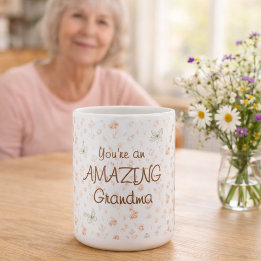 Boho Watercolor Floral Amazing Grandma Gift コーヒーマグカップ