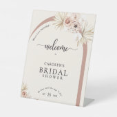 Boho Watercolor Floral Arch Bridal Shower Welcome 台座サイン (正面)