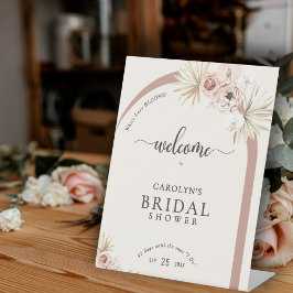 Boho Watercolor Floral Arch Bridal Shower Welcome 台座サイン