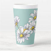 Boho Watercolor Floral Daisy Christmas Gift カフェラテマグ (正面)