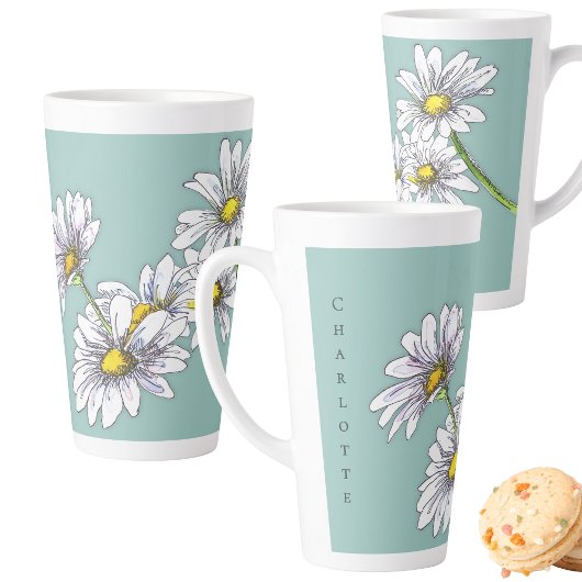 Boho Watercolor Floral Daisy Christmas Gift カフェラテマグ